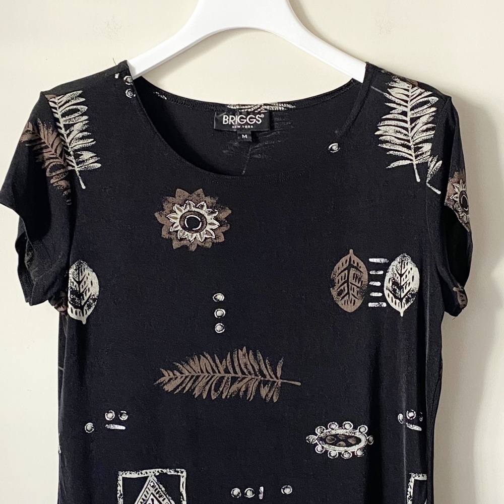 Women’s Printed Tee Shirt Patterned Black M - Picture 2 of 7